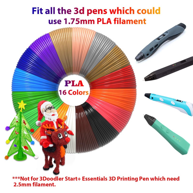 dikale 3D Pen Refills 1.75mm PLA Filament 640 Feet 16 Colors, Each Color 40ft, Bonus 250 Stencils eBooks, dikale 3D Pen Material - Image 3